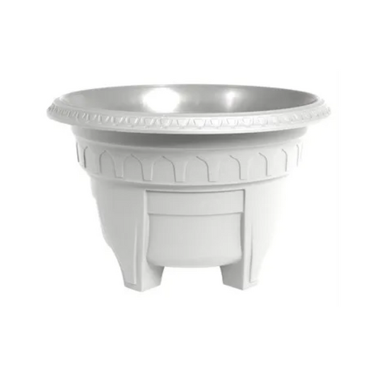 DCN PLASTICS AZURA CLASSIC DESIGN CIRCLE PATIO PLANTER 15" | WHITE [6/Case]
