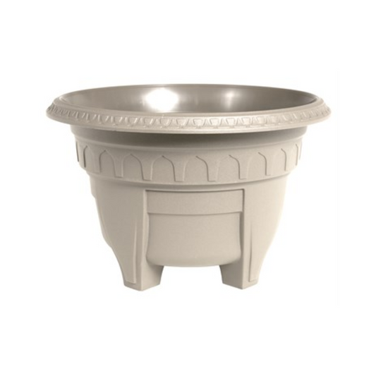 DCN PLASTICS AZURA CLASSIC DESIGN CIRCLE PATIO PLANTER 15" | GRANITE [6/Case]