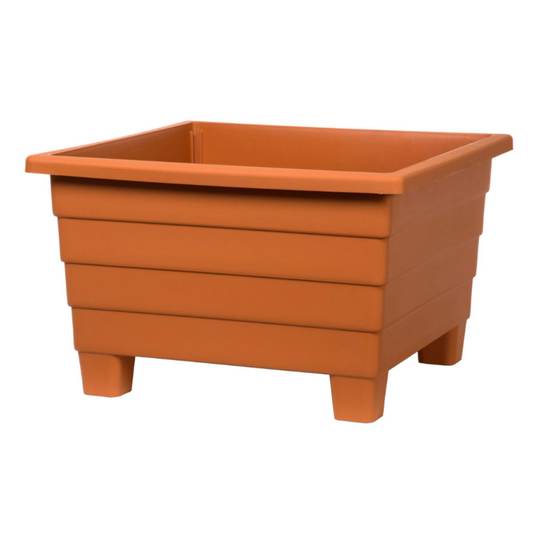 DCN PLASTICS AZURA CLASSIC DESIGN SQUARE PATIO PLANTER WITH THICK WALLS 15" | CLAY [6/Case]