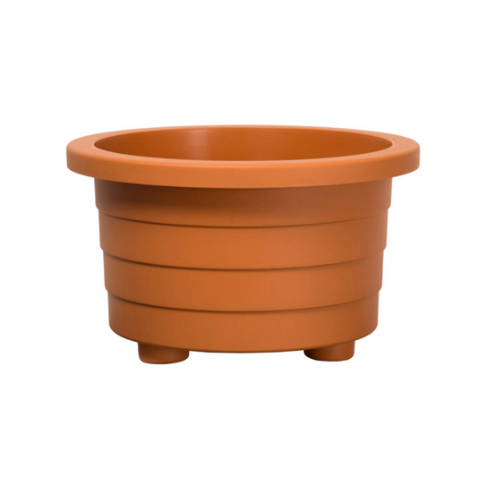 DCN PLASTICS AZURA CLASSIC DESIGN CIRCLE PATIO PLANTER WITH THICK WALLS 15" | CLAY [6/Case]