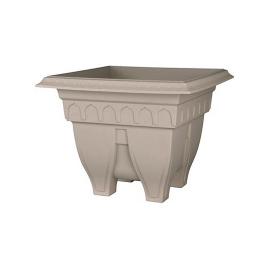 DCN PLASTICS AZURA CLASSIC DESIGN SQUARE PATIO PLANTER 15" | GRANITE [6/Case]