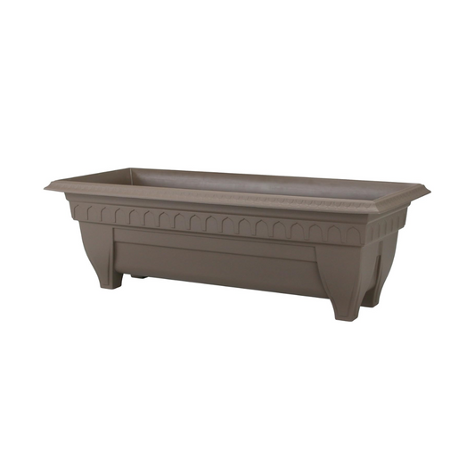 DCN PLASTICS AZURA CLASSIC DESIGN RECTANGULAR PATIO PLANTER 27" | BROWN [6/Case]