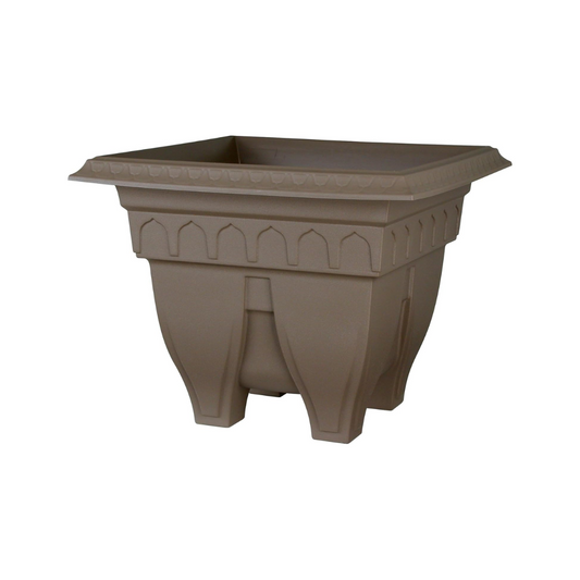 DCN PLASTICS AZURA CLASSIC DESIGN SQUARE PATIO PLANTER 15" | BROWN [6/Case]