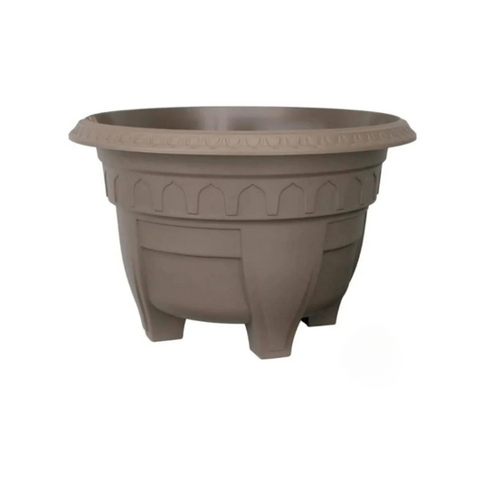 DCN PLASTICS AZURA CLASSIC DESIGN CIRCLE PATIO PLANTER 15" | BROWN [6/Case]